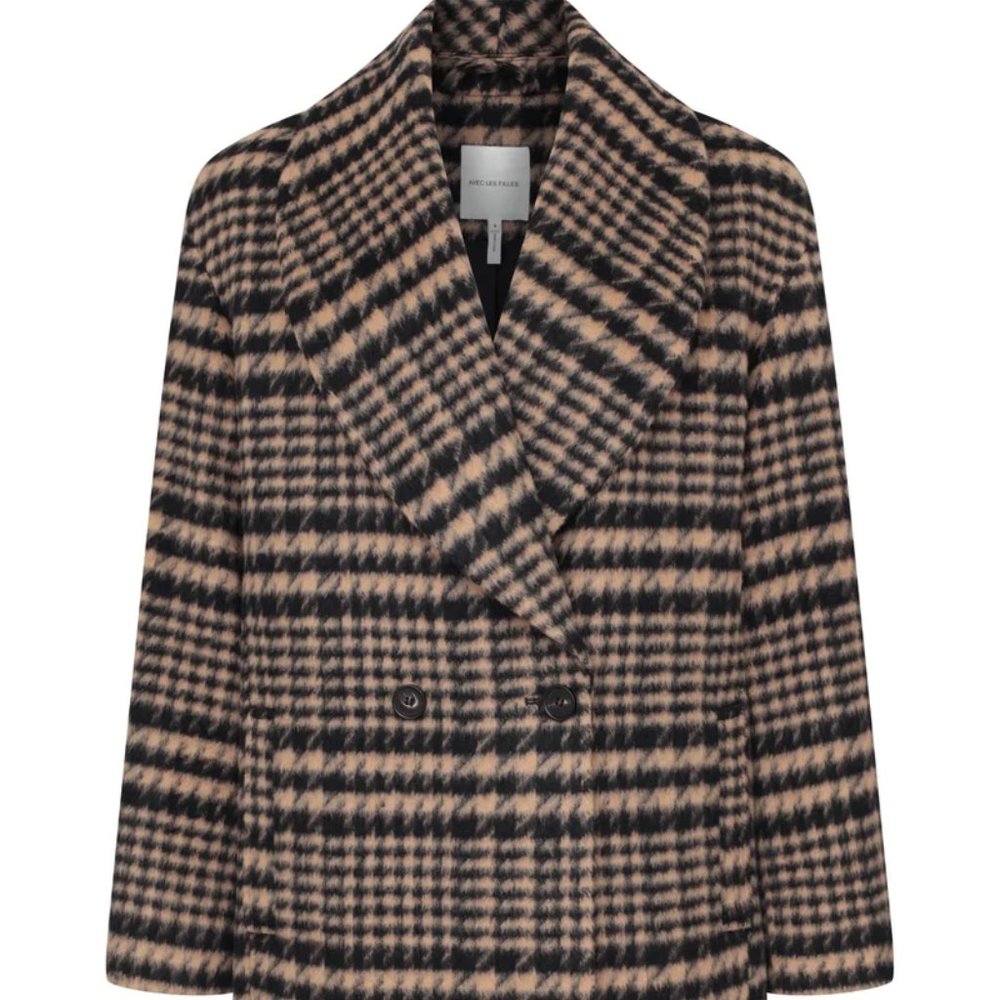 Avec Les Filles  |  Houndstooth Plaid Oversized Coat
